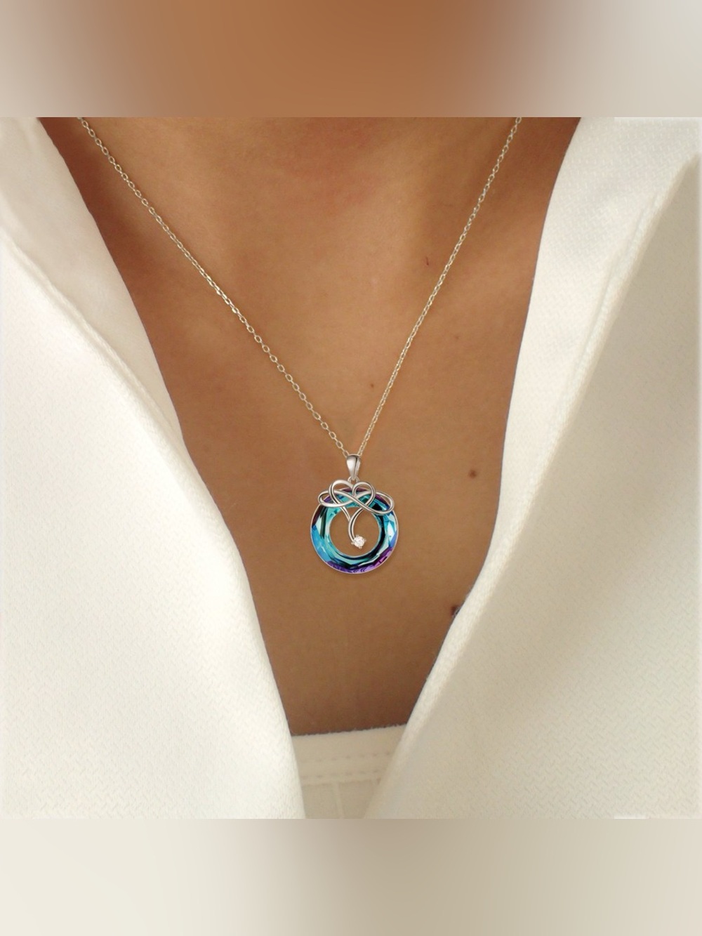 925 Sterling Silver Natural Crystal Pendant Necklace